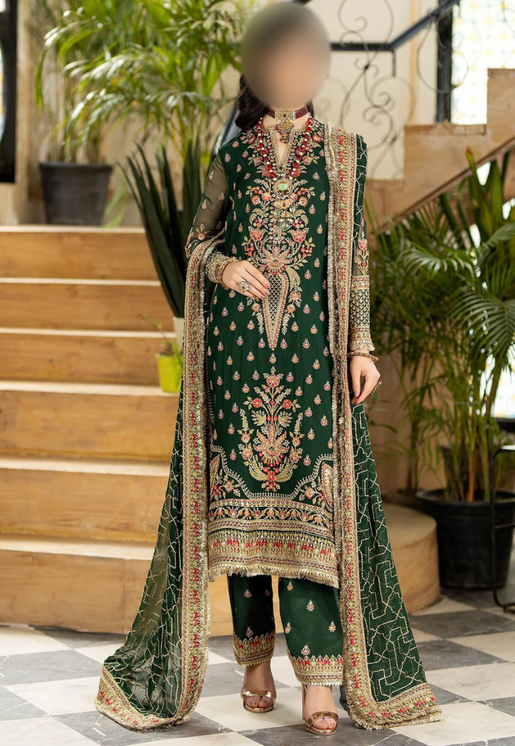 Imrozia Semi Pure Chiffon Embroidery Luxury Article no 1598